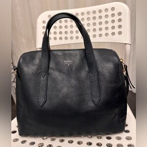 Fossil Dark Blue Navy Leather Satchel